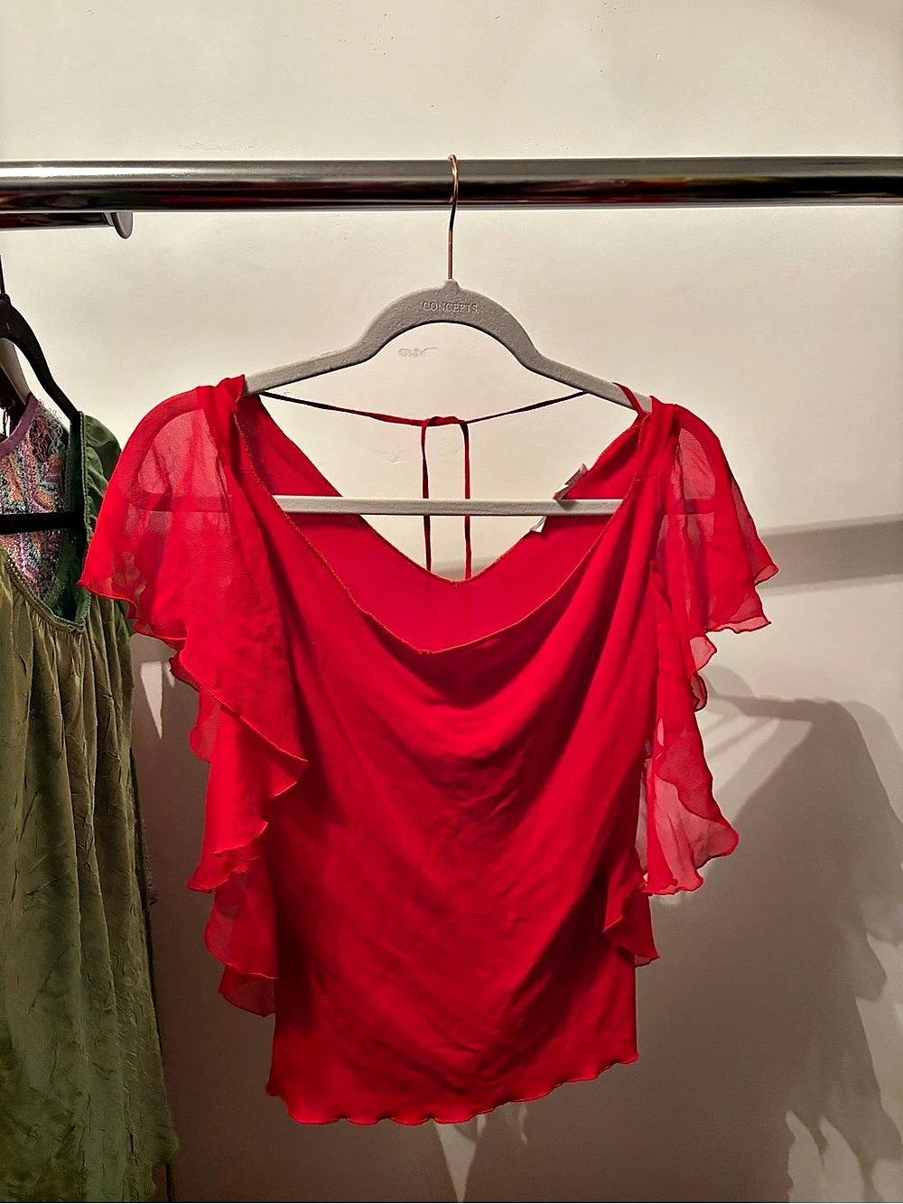 Vintage y2k Rebecca Taylor Ruffle Red Blouse